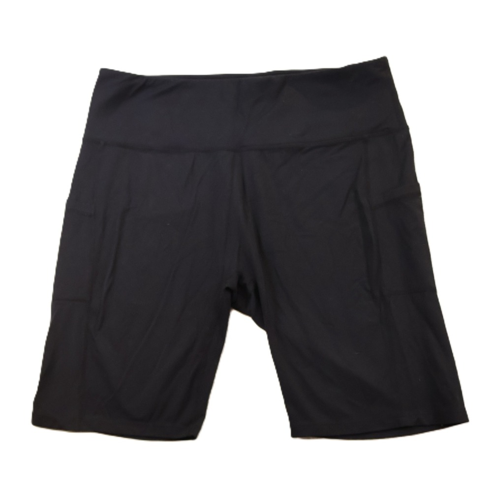 Baleaf Womens XL Biker Shorts Black High Waist Side Pockets Activewear QS0088